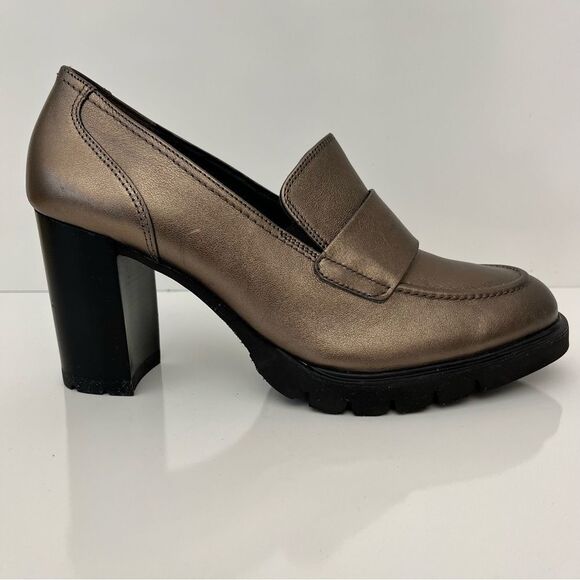 PAUL GREEN Nina Loafer Pump in Grunge Metallic Leather Size 10 NEW - Picture 1 of 14